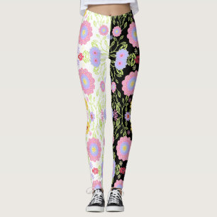 Helder Bloemen Pop Kunst Schilderen Bi-Color Patte Leggings