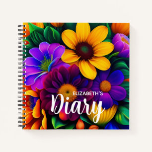 Helder bloemenboeketdagboek notitieboek