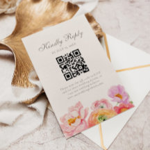 Helder bloemend huwelijks-QR-RSVP-kaart
