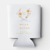 Helder bloemenkroon Monogram Bruiloftsgeschenk len Blikjeskoeler (Achterkant)