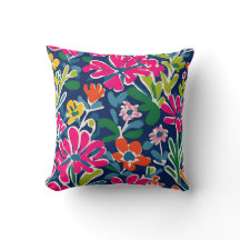 Helder bloemenmatisse stijl worp kussen