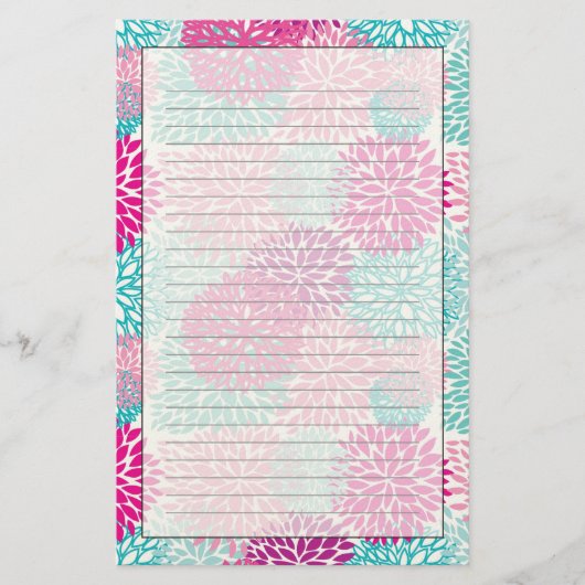 Helder Bloemenpatroon 2 Briefpapier (Voorkant)