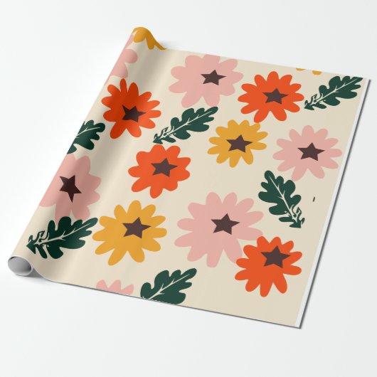 Helder bloemig cadeaupapier (Uitgerold)