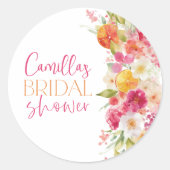Helder bloemig citrus bruiloft favor stickers (Voorkant)