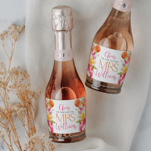 Helder Bloemig Citrus Bruiloft Wijnlabels Sparkling Wijnetiket