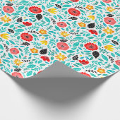 Helder bloemig inpakpapier | Groen (Hoek)