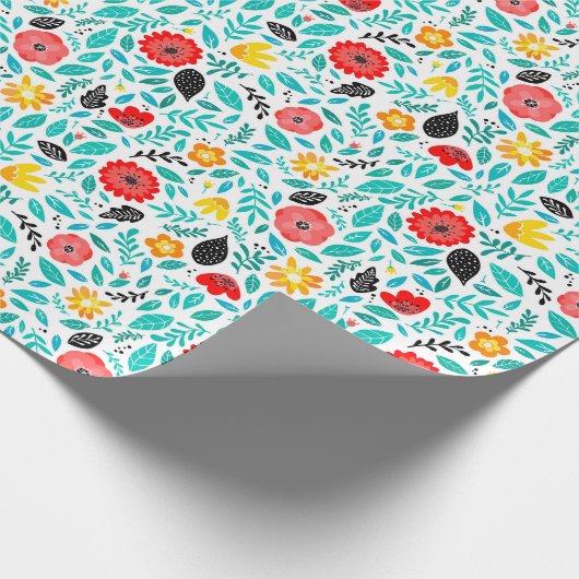 Helder bloemig inpakpapier | Groen (Hoek)