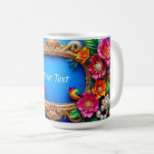 Helder bloemig Lijst met kleurrijke vogels Koffiemok (Voorkant rechts)