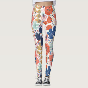 Helder bloemige vintage: Scandinavische stijl. Leggings