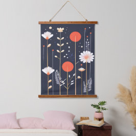 Helder bloemmotief abstracte kunst hangend wandkleed