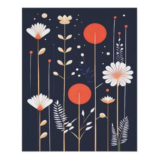 Helder bloemmotief abstracte kunst perfect poster (Voorkant)
