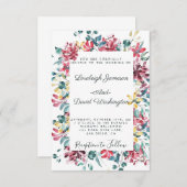 Helder bloemmotief bruiloft uitnodiging (Voorkant / Achterkant)