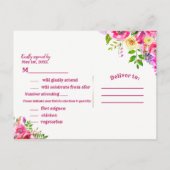 Helder bloemmotief Felle roze lente botanisch RSVP Uitnodiging Briefkaart (Achterkant)