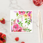 Helder bloemmotief, krachtig roze, botanisch moder servet (Insitu)