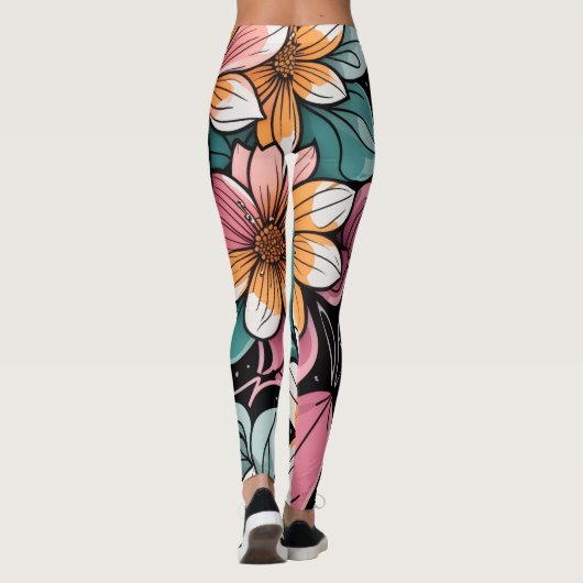 Helder Bloemmotief Leggings (Achterkant)