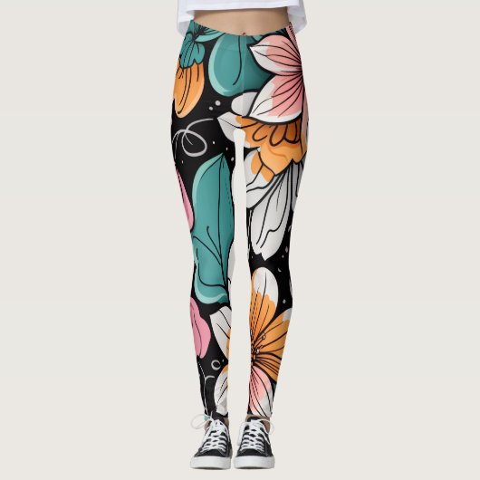 Helder Bloemmotief Leggings (Voorkant)