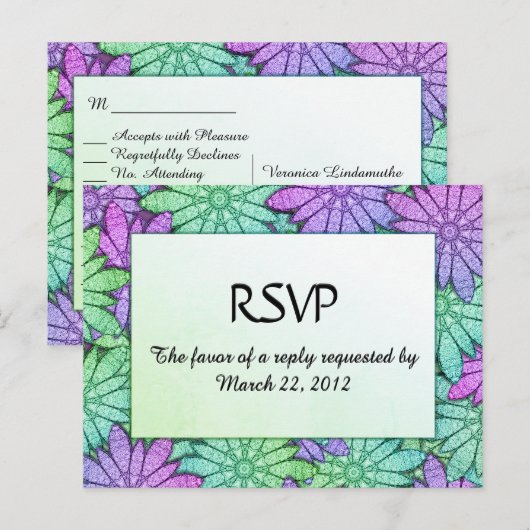 Helder bloemmotief met RSVP-menu Uitnodiging Briefkaart (Voorkant / Achterkant)