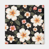 Helder bloemmotief op zwart magneet (Voorkant)
