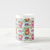 Helder bloemmotief vintage patroon porselein kop (Voorkant)
