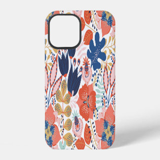Helder bloemmotief vintage: Scandinavische stijl. iPhone 12 Hoesje