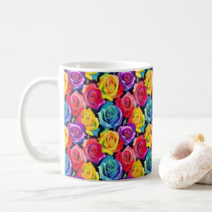 Helder bloemmotief, waterverfrozen koffiemok