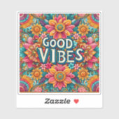 Helder bloemontwerp met goede vibes sticker (Vel)