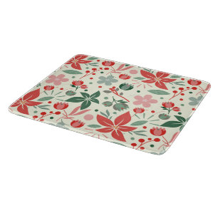 Helder bloemontwerp met groene bladeren en stip snijplank