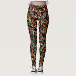 Helder Bloempatroon met groen gebladerte Leggings