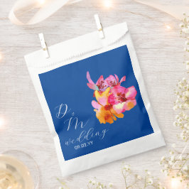 Helder Bloemrijk Watergekleurd Monogram Blauw Brui Bedankzakje