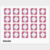 Helder bloemstuk met rozen vierkante sticker (Vel)