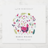 Helder Boerderij Floral Bird Elke zondag Bier Etiket (Enkel label)