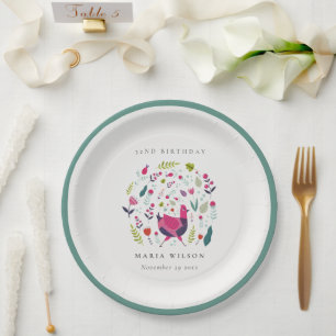 Helder Boerderij Floral Bird Elke zondag Papieren Bordje