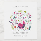 Helder Boerderij Floral Bird Elke zondag Wijn Etiket (Enkel label)