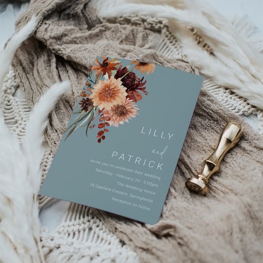 Helder Boheems Bruiloft: Prachtige Floral Boho Kaart