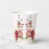 Helder Boho Rood Roze Witte Bloemen Bruiloft Papieren Bekers (Rechts)
