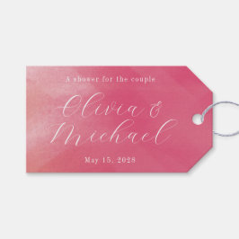 Helder Boho Roze Ombre Cursieve Naam Bruiloftsfees Cadeaulabel