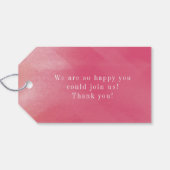 Helder Boho Roze Ombre Cursieve Naam Bruiloftsfees Cadeaulabel (Achterkant Horizontaal)