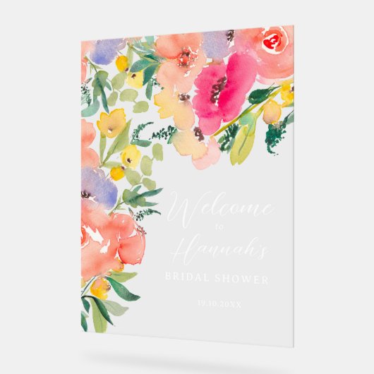 Helder boho-tuin bloem bruids-welkom acryl bord (Hoek)