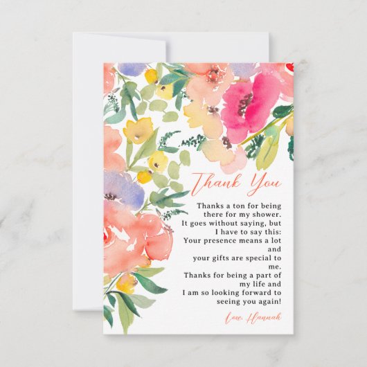 Helder boho-tuin bloem bruidsdouche bedankkaart (Voorkant)