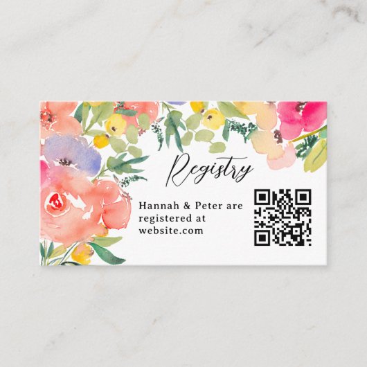 Helder boho-tuin bloem bruidslijst informatiekaartje (Voorkant)