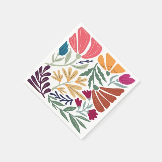 Helder Bold Kleurrijke Retro Abstracte Bloemenbrui Servet (Hoek)