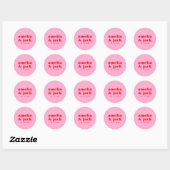 Helder Bold Roze en Rood Modern Monogram Huwelijk Ronde Sticker (Vel)