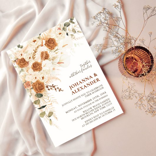 Helder Bold Terracotta Boho Bohemian Bruiloft Kaart