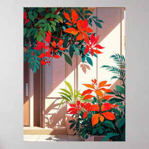 Helder botanische tuin bij de voordeur poster