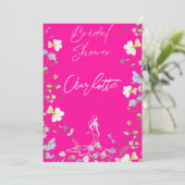 Helder bruids script met wilde bloemen kaart (Staand voorkant)