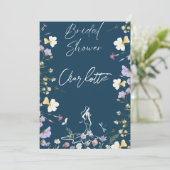 Helder bruids script met wilde bloemen kaart (Staand voorkant)