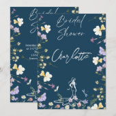 Helder bruids script met wilde bloemen kaart (Voorkant / Achterkant)