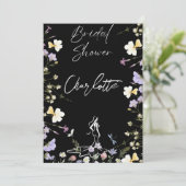 Helder bruids script met wilde bloemen  kaart (Staand voorkant)
