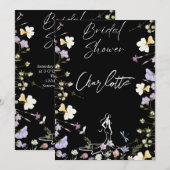 Helder bruids script met wilde bloemen  kaart (Voorkant / Achterkant)