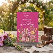 Helder bruidsbloemenscript bruiloft kaart
